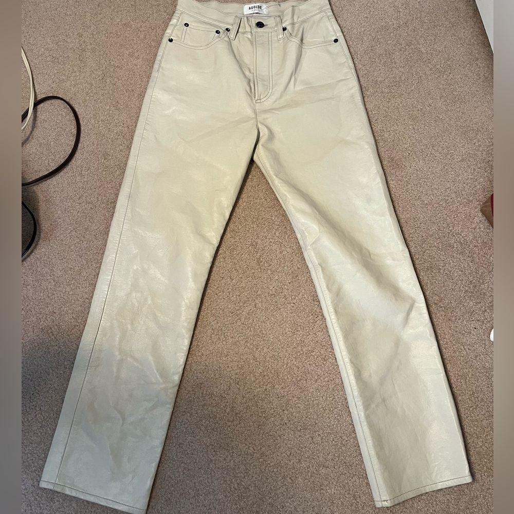 AGOLDE 90’s Pinched Waist High Rise Recycled Leather Pants - Picture 4 of 12